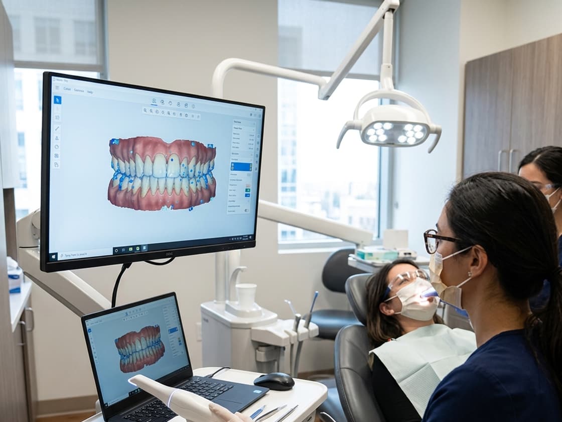 Escáner intraoral en uso durante una consulta